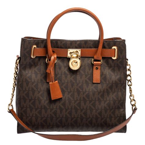 michael kors large hamilton north south canvas tote|Michael Kors large satchel handbag.